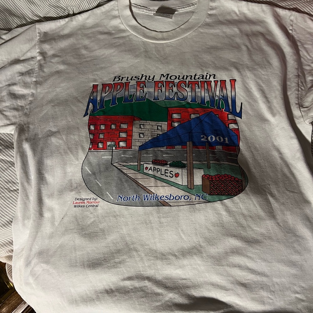 Jerzees White Brushy Mountain Apple Festival 2001 Graphic Tee